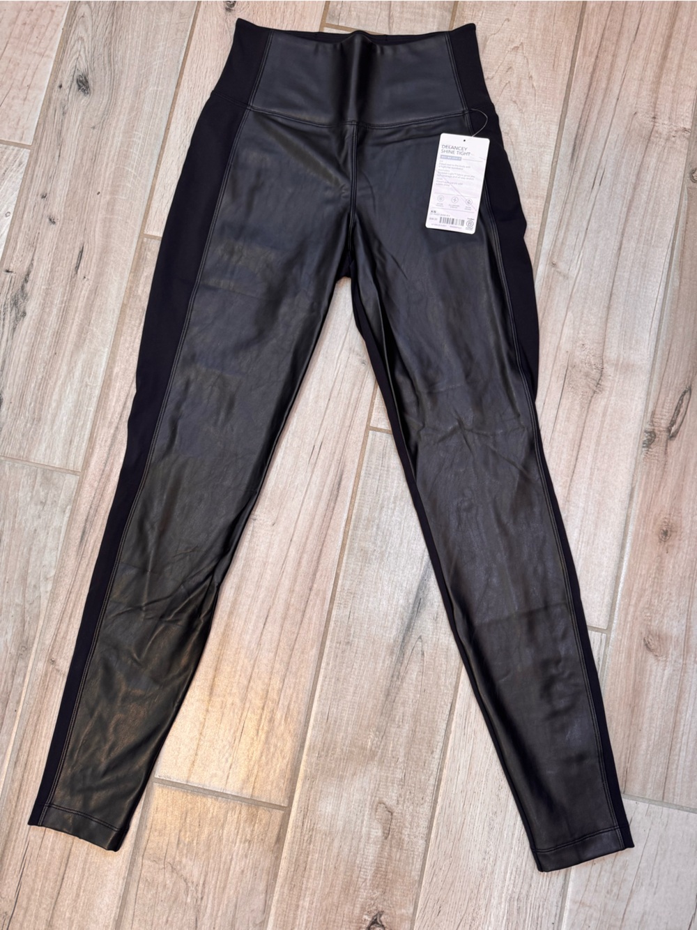 Athleta Black Faux-Leather Panel High-Rise Leggings